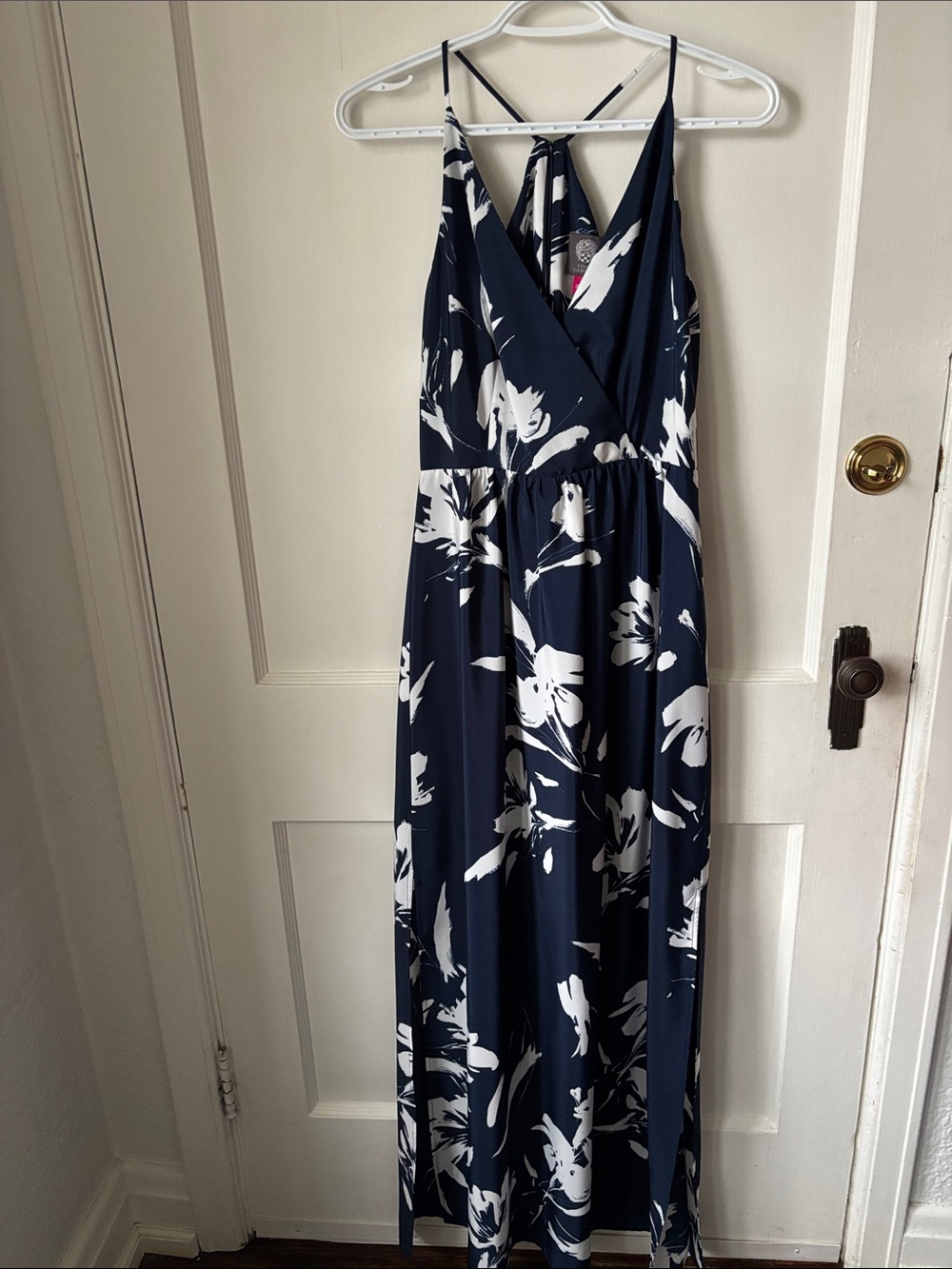 Vince Camuto Navy and White Floral Maxi Dress